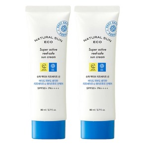 더페이스샵 내추럴선에코 슈퍼 액티브 리프세이프 선크림 SPA50+ PA++++, 80ml, 2개