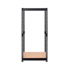 스피드랙 브이 2 스탠드 선반 2단 600 x 500 x 1500 mm, 블랙(프레임) + 우드 화이트(선반)