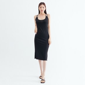 엘쏘 슬림 슬릿 끈 나시 원피스