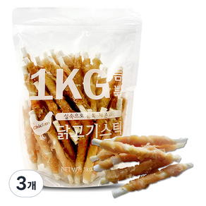 댕냥이생활연구소 듬뿍 닭고기스틱 대용량 강아지간식, 1kg, 3개