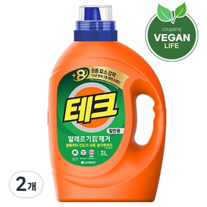 테크 진드기 알레르기 원인 제거 액체세제 일반 용기, 3L, 2개