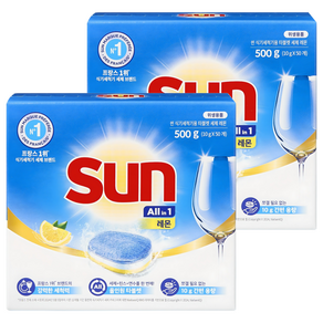 유니레버 썬 식기세척기용 타블렛 세제 레몬 50개입, 500g, 2개