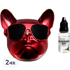 엠퓨처 차량용 불독 방향제 매트레드 + 오일 15ml + 클립 3cm + 오일솜 세트, 블랙베리베이, 2세트