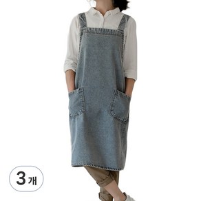 깨비다 데님 앞치마 B타입, 연청, 3개