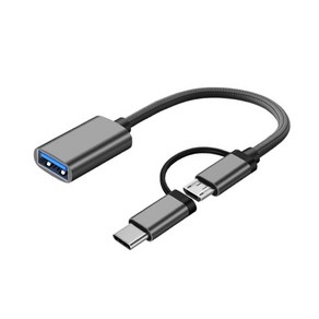 스마트테크 USB 3 A-2in1 C타입 5핀 OTG 젠더, 18cm, 실버, 1개