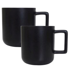 비비드 스퀘어 핸들 머그컵 310ml, 블랙, 2개