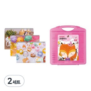 몰랑이 두툼 미술용 스케치북 170g x 3p + 모나미 모니주 가방파스 48색 문구세트, 랜덤발송(스케치북), 여(크레파스), 2세트