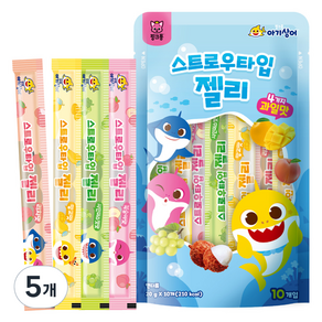 핑크퐁 아기상어 스트로우타입 젤리 10p 랜덤발송, 200g, 5개, 복숭아맛, 리치맛, 망고맛, 샤인머스캣맛