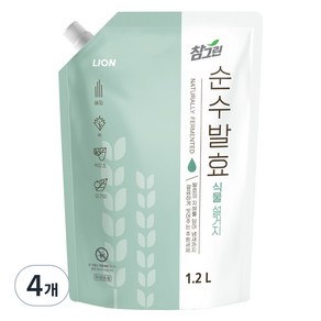 참그린 순수발효 식물 설거지 주방세제 리필, 1.2L, 4개