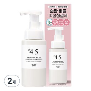 해피바스 PH4.5 약산성 로즈 버블 여성 청결제, 2개, 250g