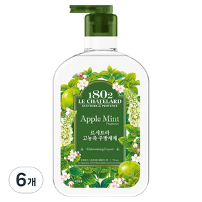 르샤트라1802 고농축 주방세제 애플민트향, 750ml, 6개