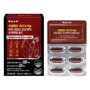 백년누리 쏘팔메토 옥타코사놀 아연 전립선 건강 면역 프리미엄 골드 30g, 30정, 1개