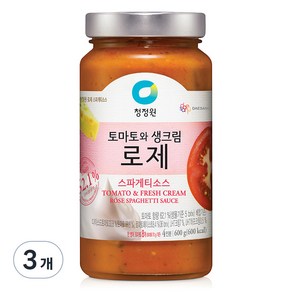 청정원 토마토와 생크림 로제 스파게티소스, 600g, 3개