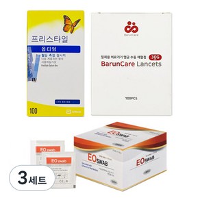 애보트 프리스타일 옵티엄 혈당 측정 검사지 100p + 알콜솜 100p + 채혈침 100p, 3세트