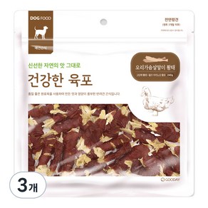 굿데이 건강한육포 강아지간식 240g, 오리가슴살말이 황태, 3개