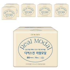 디어스킨 리얼모달 중형 생리대 날개형, 16개입, 6개