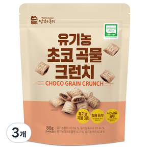 맛있는풍경 유기농 초코 곡물 크런치, 80g, 3개