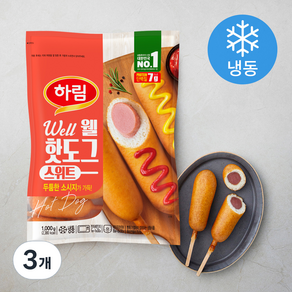 하림 웰 핫도그 스위트 (냉동), 1kg, 3개