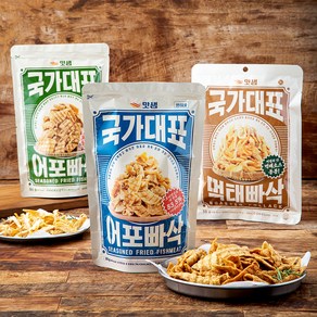 맛샘 국가대표 어포빠삭 80g + 먹태빠삭 50g + 어포빠삭 청양고추맛 80g + 청양마요소스 35g 세트