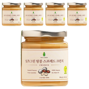 넛츠그린 땅콩 스프레드 크런치, 200g, 5개