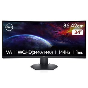 델 WQHD 커브드 게이밍 모니터, 86.4cm, S3422DWG