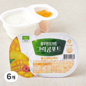 다논 그릭콩포트 망고히비스커스 요거트 2개입, 280g, 6개