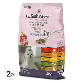 더독 강아지 닥터소프트 양고기 + 감자 건식사료, 피부/피모, 3kg, 2개