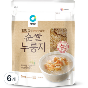 청정원 순쌀 누룽지, 500g, 6개