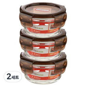 수퍼오븐글라스 원형 내열유리 밀폐용기 세트, 6개, 240ml