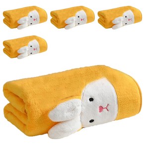 원이네 부드러운 토끼 샤워 바스타월 370g 극세사, 옐로우, 5개