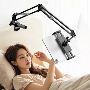 홈플래닛 접이식 스마트폰 태블릿 집게형 거치대, 블랙, 1개, KW-BD1020