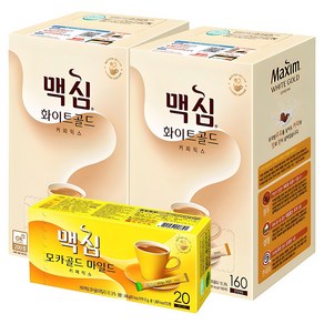 맥심 화이트골드 커피믹스 2박스 + 모카골드 커피믹스 마일드 세트, 12g, 1세트