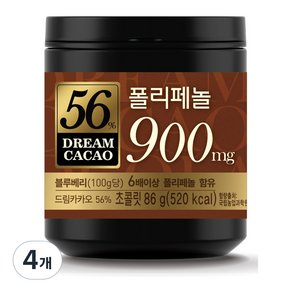 롯데웰푸드 드림 카카오 56% 초콜릿, 4개, 86g