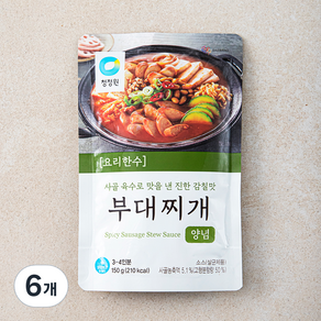 청정원 요리한수 부대찌개 양념, 150g, 6개