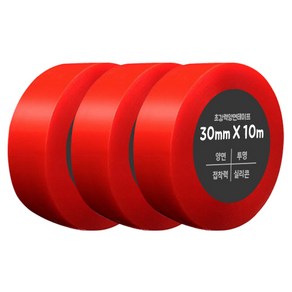 다다 초강력 양면테이프 30mm x 10m, 투명, 3개