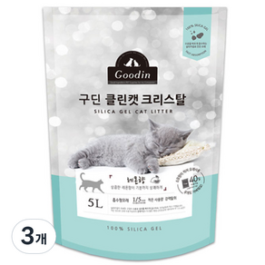 구딘 클린캣 크리스탈 고양이 모래 레몬향, 5L, 3개