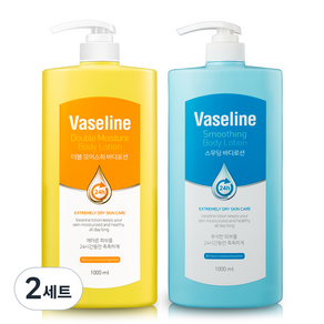 바세린 24h 고보습 대용량 바디로션 더블 1000ml + 스킨 스무딩 1000ml 세트