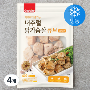 굽네 내추럴 닭가슴살 큐브 갈릭맛 (냉동), 600g, 4개