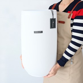 모리앤 모던 롱스트라이프 원형 플라스틱화분, 화이트, 외경지름 26cm x 높이 50cm, 1개