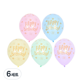 셈퍼텍스 생일 파스텔 메이트 풍선 30cm 12p, 핑크, 블루, 옐로우, 그린, 라벤더, 6세트