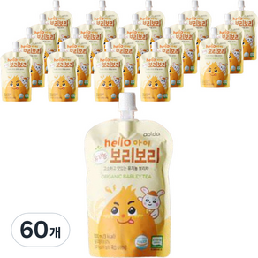 아올다 hello 아이 유기농 보리보리 보리차, 100ml, 60개