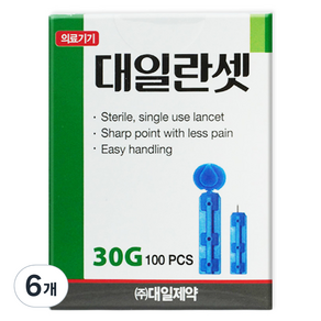 대일제약 란셋 일회용 채혈침 30G, 6개, 100개입