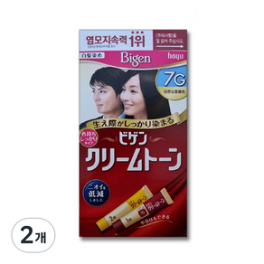 비겐 크림톤 염색제 40g, 7G자연흑갈색, 2개