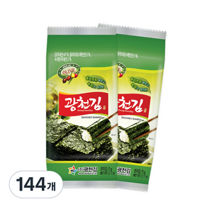 광천김 올리브 녹차 도시락김, 5g, 144개