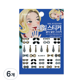 여자사람 네일 스티커, BLE981D, 6개