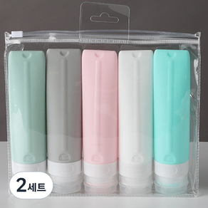 여행용 실리콘 튜브 공병 5p, 80ml, 2세트