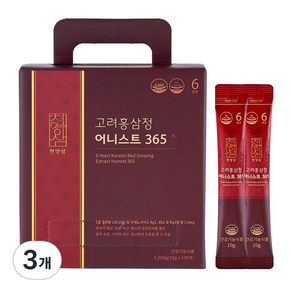 천양삼 6년근 고려홍삼정 어니스트 365 홍삼스틱, 1kg, 3개