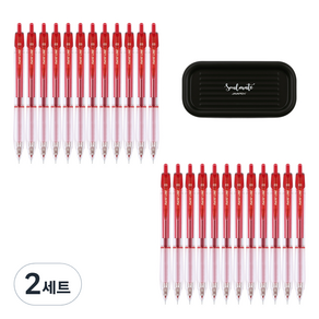 자바펜 나노라인 펜 0.3mm 24p + 펜트레이 세트, 빨강(펜), 랜덤발송(펜트레이), 2세트