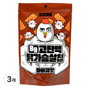 에이스엠앤티 고단백 닭가슴살칩 바베큐맛, 25g, 3개