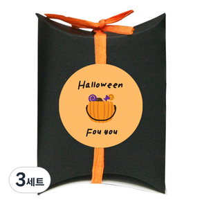 도나앤데코 아주작은반달상자 블랙30p + 할로윈 아기자기 halloween fo you 4cm스티커 30p + 라피아끈 오렌지 20M, 3세트